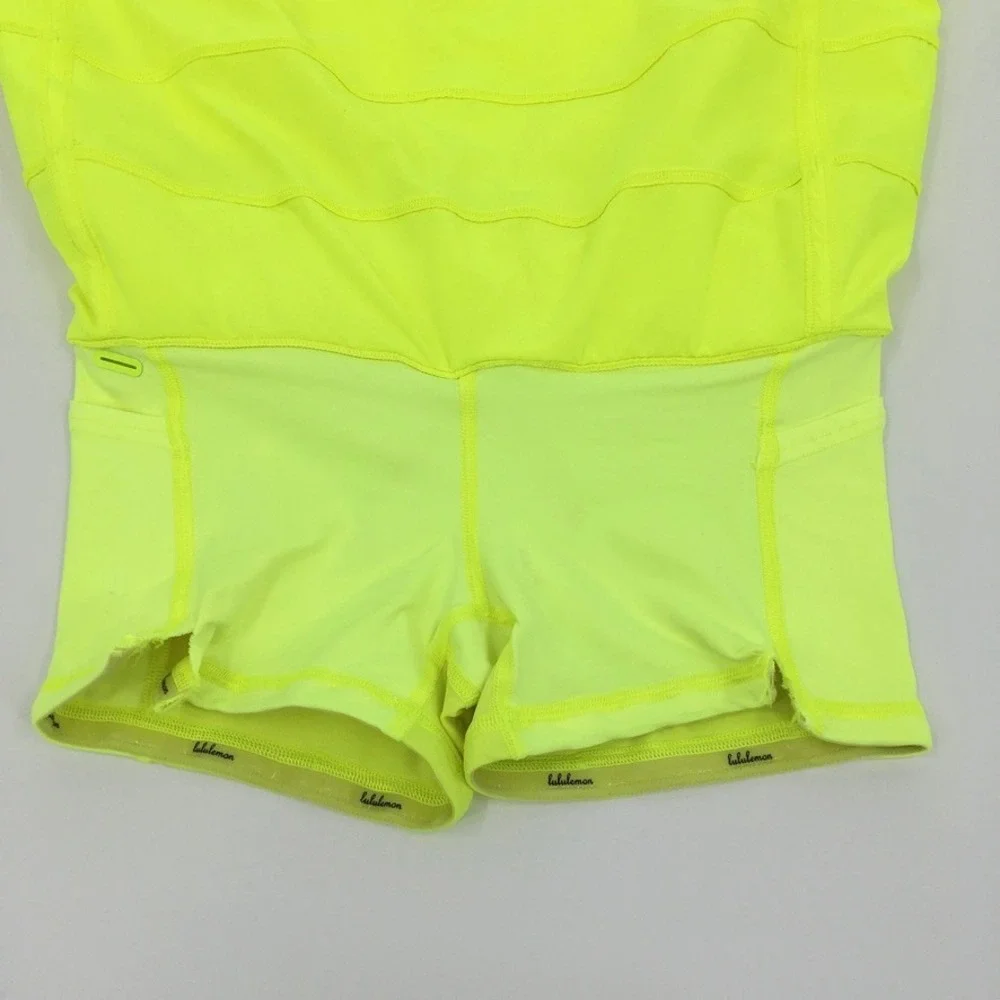 Lululemon Pace Rival Skirt Skort Sz 0 Highlighter Yellow Neon Pickleball Tennis